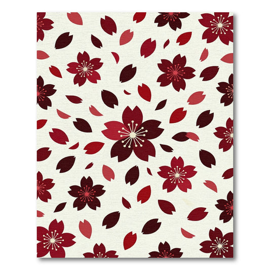 Crimson Cherry Blossom Petal Collage Rug