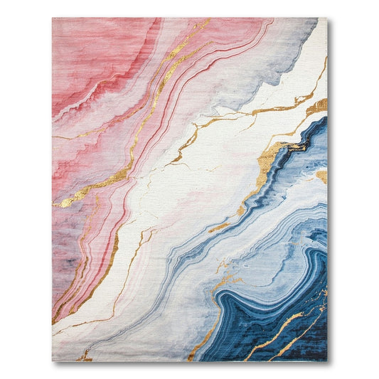 Pink Blue Marble Abstract Area Rug