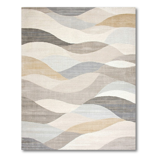 Beige Neutral Abstract Wave Beige and Neutral Area Rug