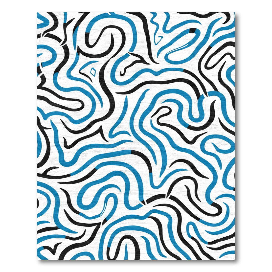Bold Blue Black Wavy Lines Rug