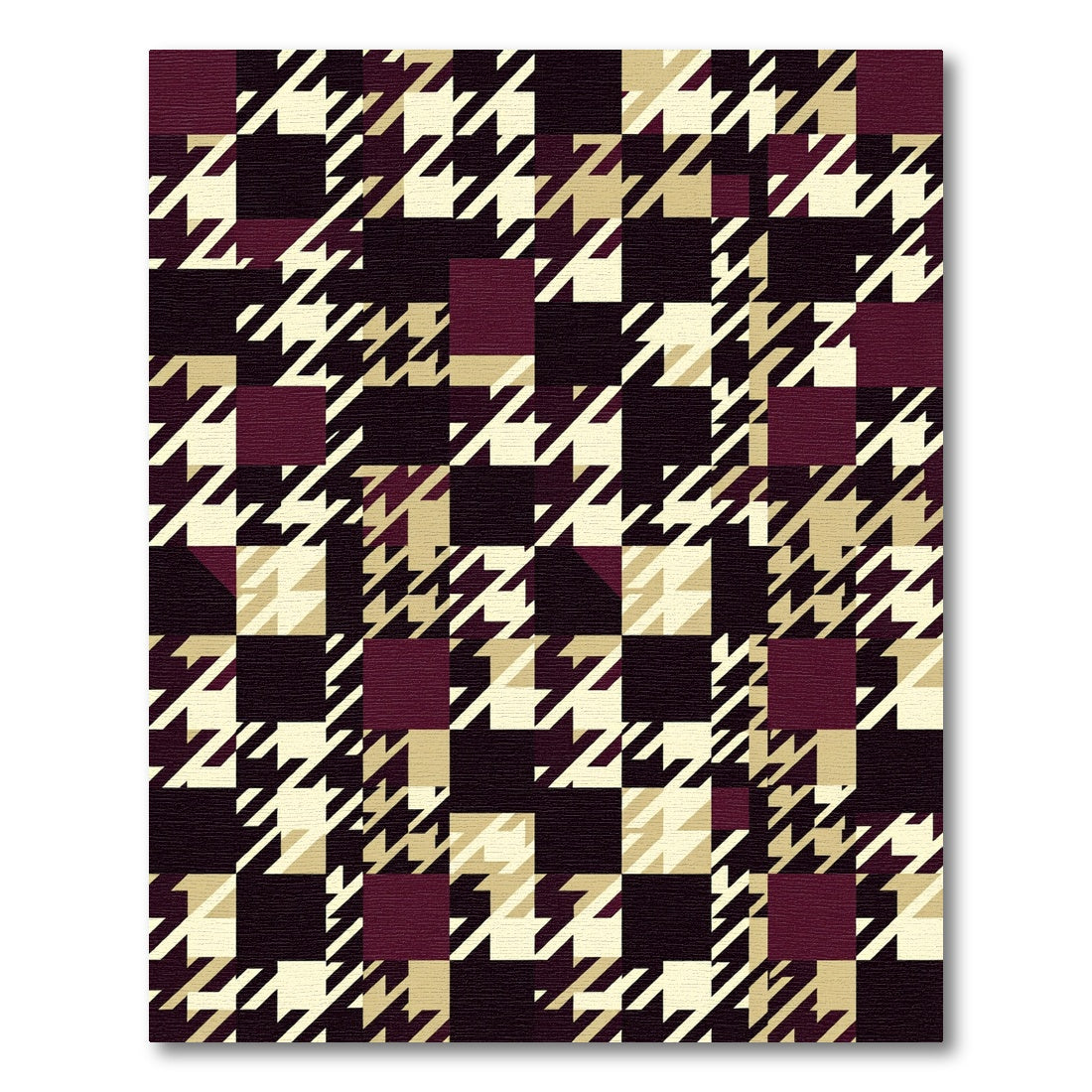 Deep Burgundy Houndstooth Squares Rug