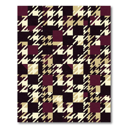Deep Burgundy Houndstooth Squares Rug