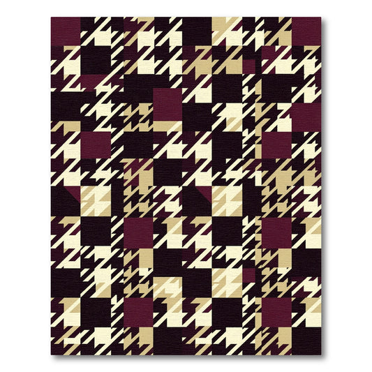 Deep Burgundy Houndstooth Squares Rug