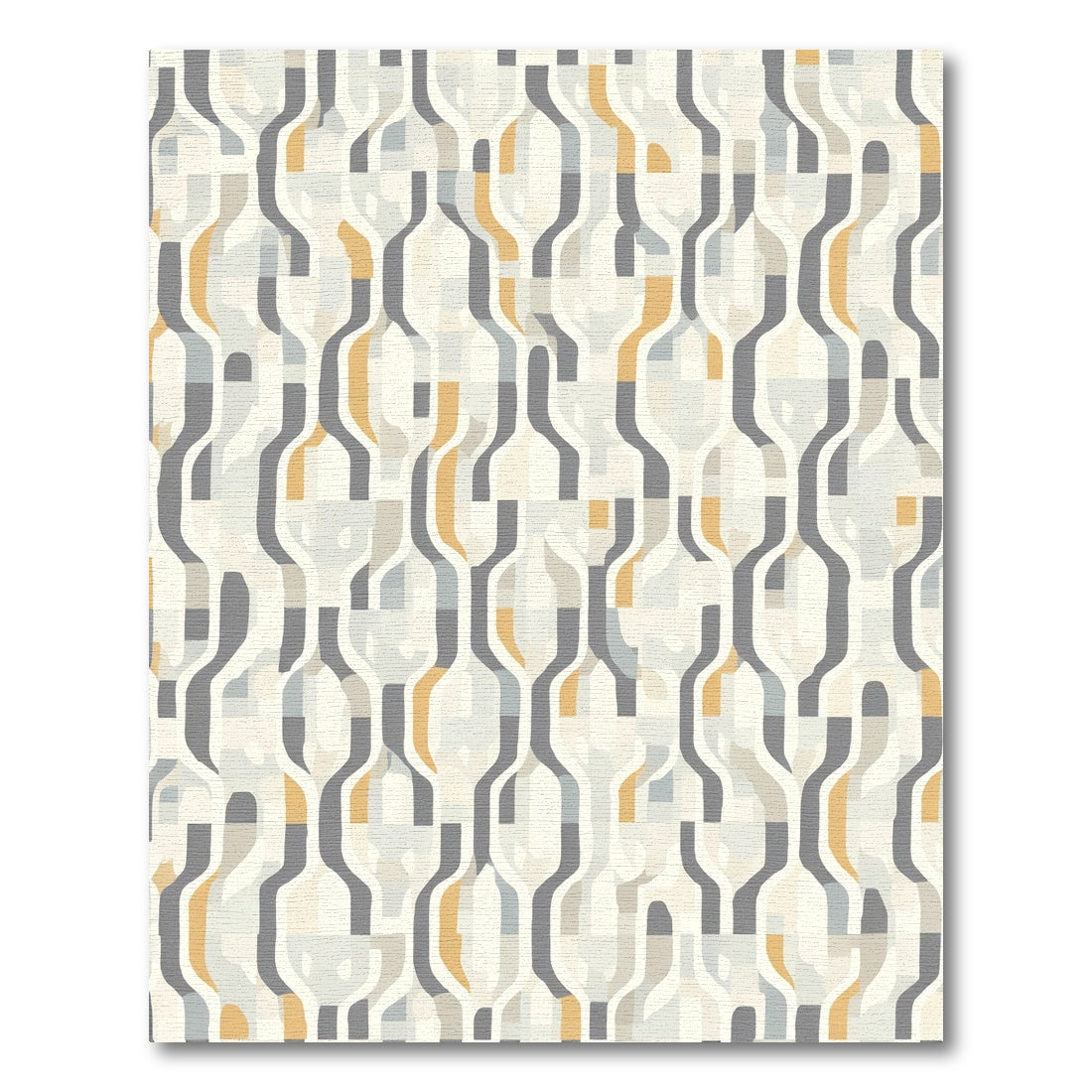 Geometric Abstract Amber and Grey Arrangement Rug
