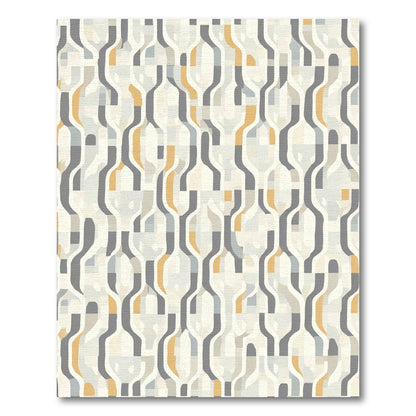 Geometric Abstract Amber and Grey Arrangement Rug