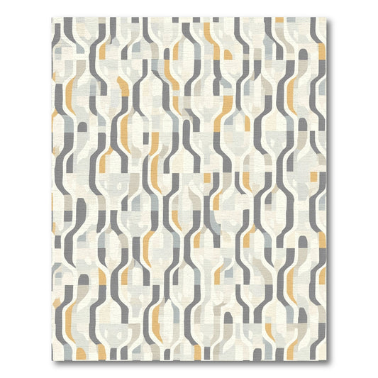 Geometric Abstract Amber and Grey Arrangement Rug