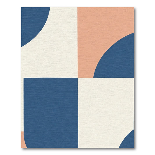 Modern Geometric Cream Blue Peach Rug