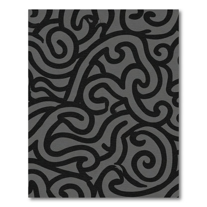 Monochrome Swirl Abstract Line Art Rug