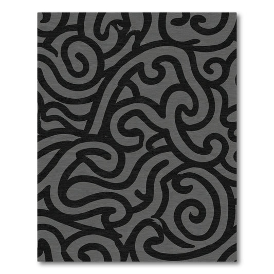 Monochrome Swirl Abstract Line Art Rug