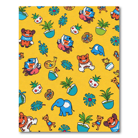 Whimsical Yellow Cartoon Animal Garden Rug