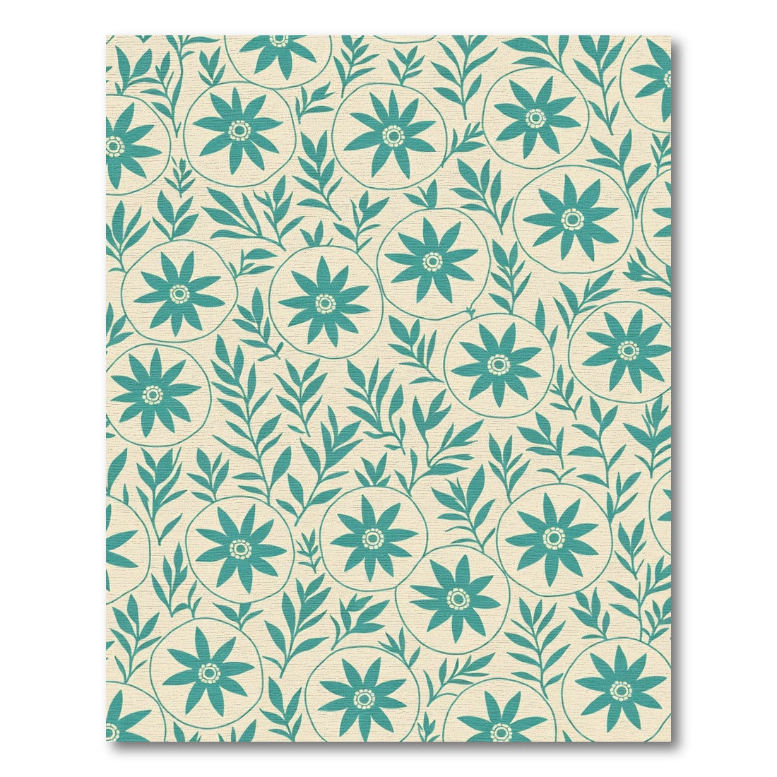 Teal Floral Vine Botanical Rug