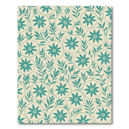 Teal Floral Vine Botanical Rug