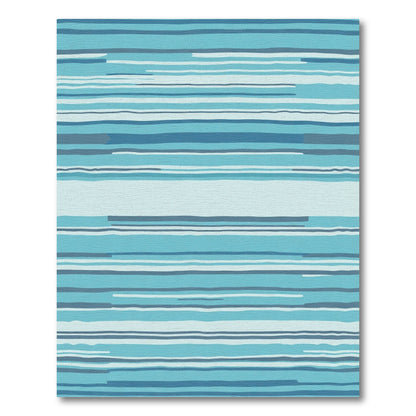 Coastal Blue Horizon Stripe Rug