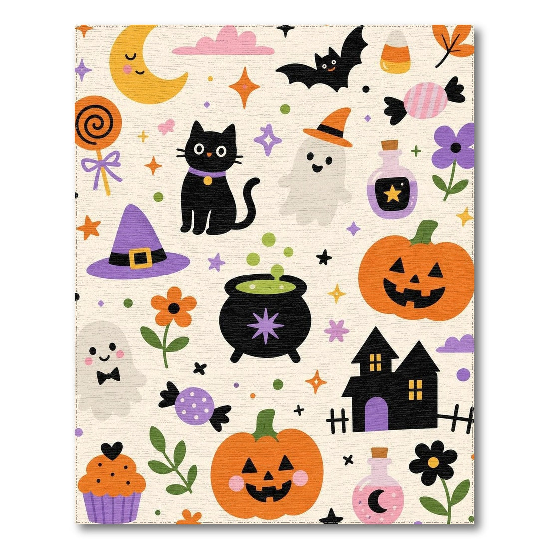 Multi-color and Patterns Halloween Cartoon Kids Area Rug