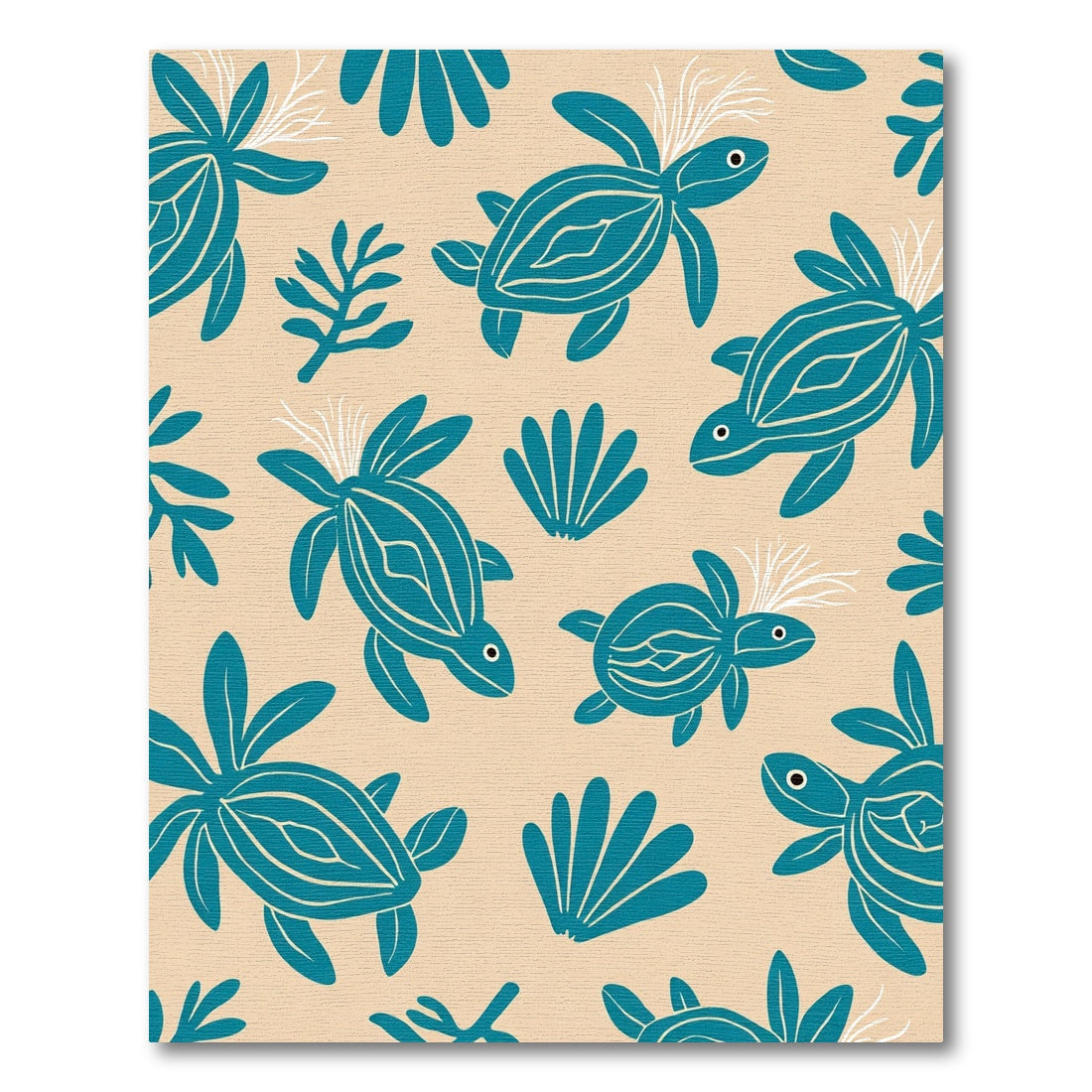 Teal Turtle Ocean Sea Life Rug