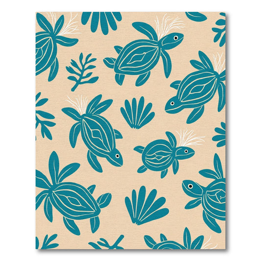 Teal Turtle Ocean Sea Life Rug