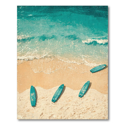 Turquoise Surfboards Beach Waves Rug