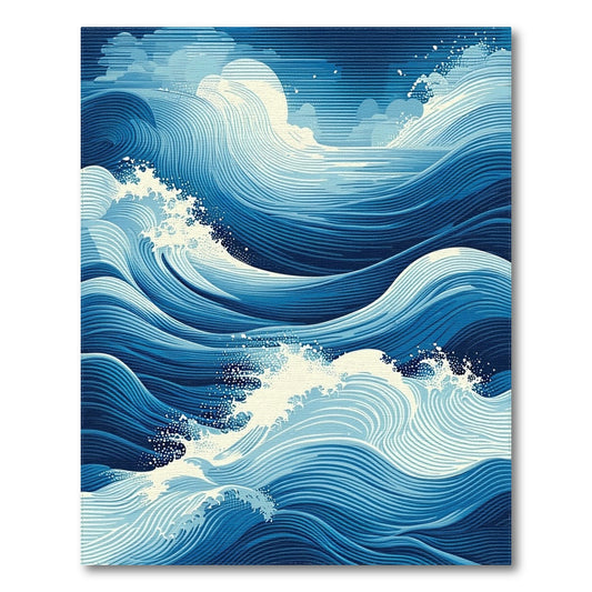 Navy Foamy Swirling Waves Rug