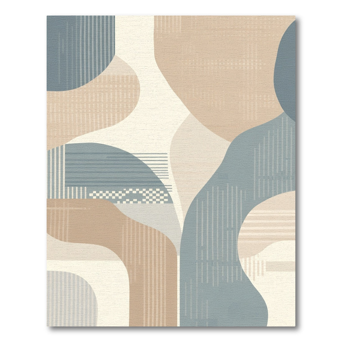 Abstract Blue Beige Organic Shapes Rug