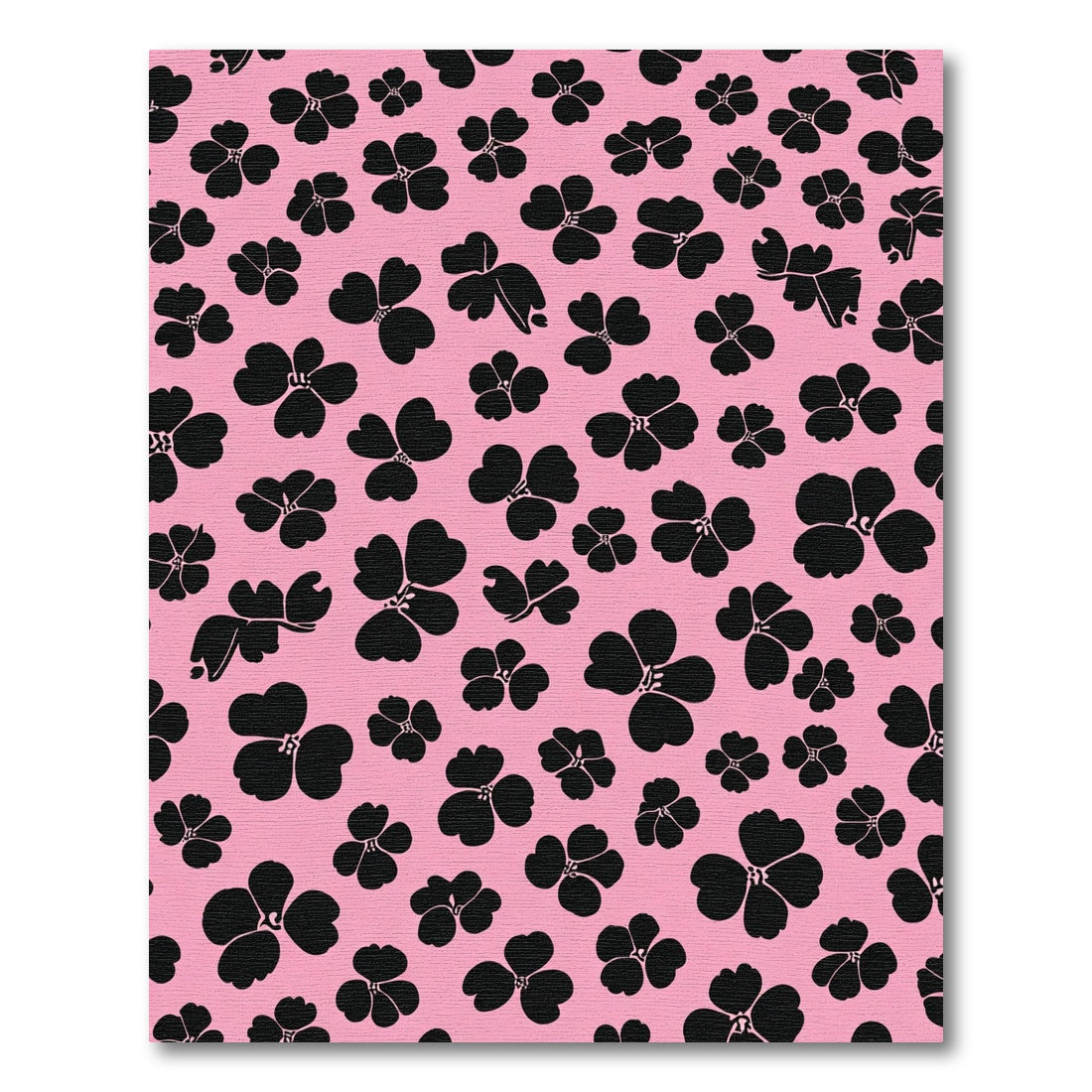 Black Floral Scatter Pink Background Rug
