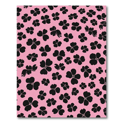 Black Floral Scatter Pink Background Rug