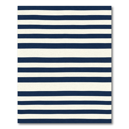 Classic Navy White Horizontal Stripe Rug