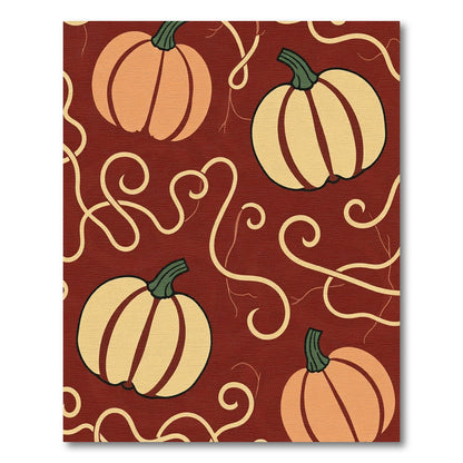 Autumn Pumpkin Vine Swirls Rug