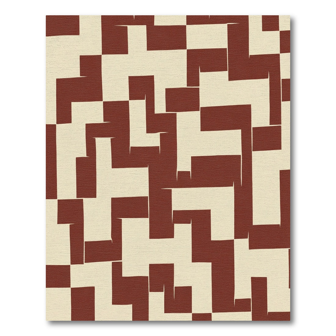 Rustic Red Cream Interlocking Geometric Rug