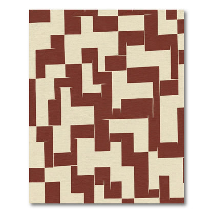 Rustic Red Cream Interlocking Geometric Rug