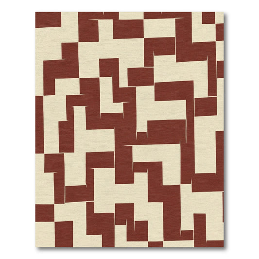 Rustic Red Cream Interlocking Geometric Rug