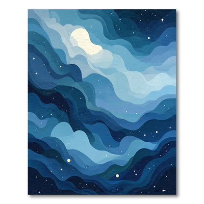 Deep Blue Celestial Wave Galaxy Rug