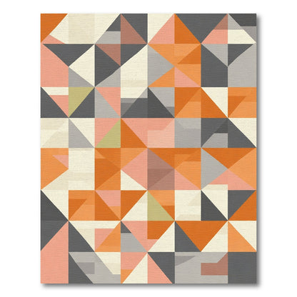 Geometric Orange Peach Gray Abstract Rug