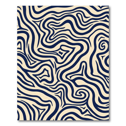 Navy Abstract Curved Lines Rug