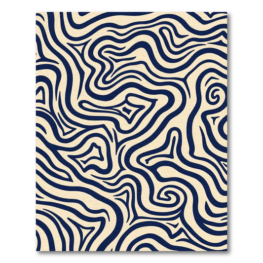 Navy Abstract Curved Lines Rug