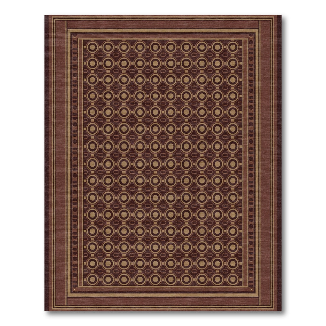Chocolate Brown Geometric Circle Rug