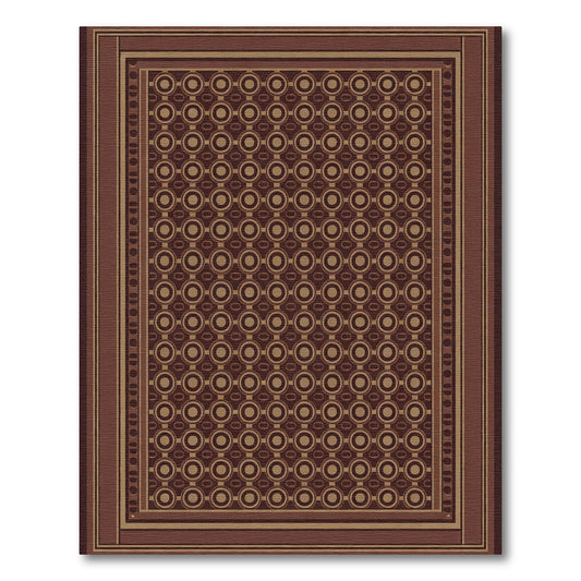 Chocolate Brown Geometric Circle Rug