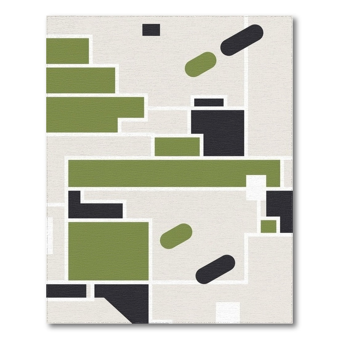 Green Geometric Abstract Area Rug