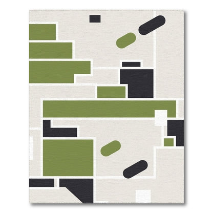 Green Geometric Abstract Area Rug