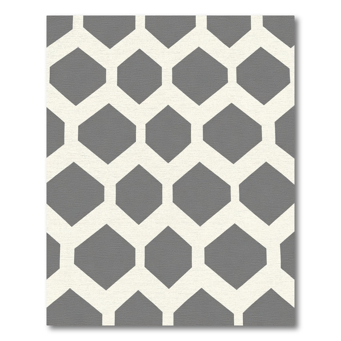 Gray Cream Hexagonal Lattice Rug