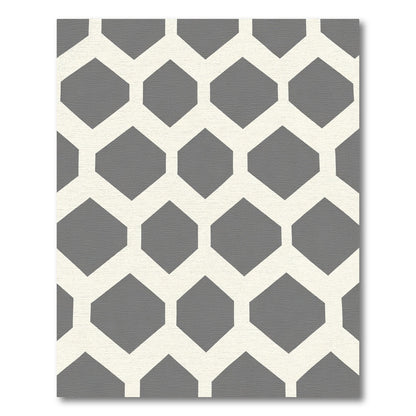Gray Cream Hexagonal Lattice Rug