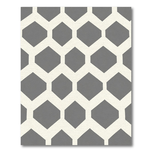 Gray Cream Hexagonal Lattice Rug