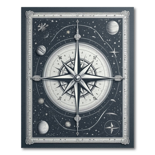 Black and White Celestial Compass Black White Area Rug