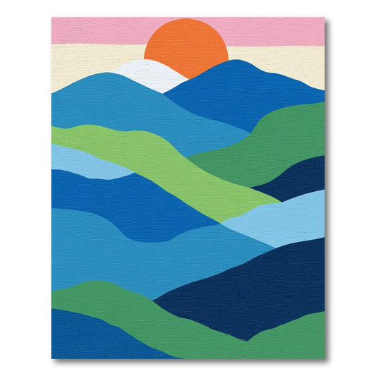 Abstract Horizon Orange Sun Layers Rug