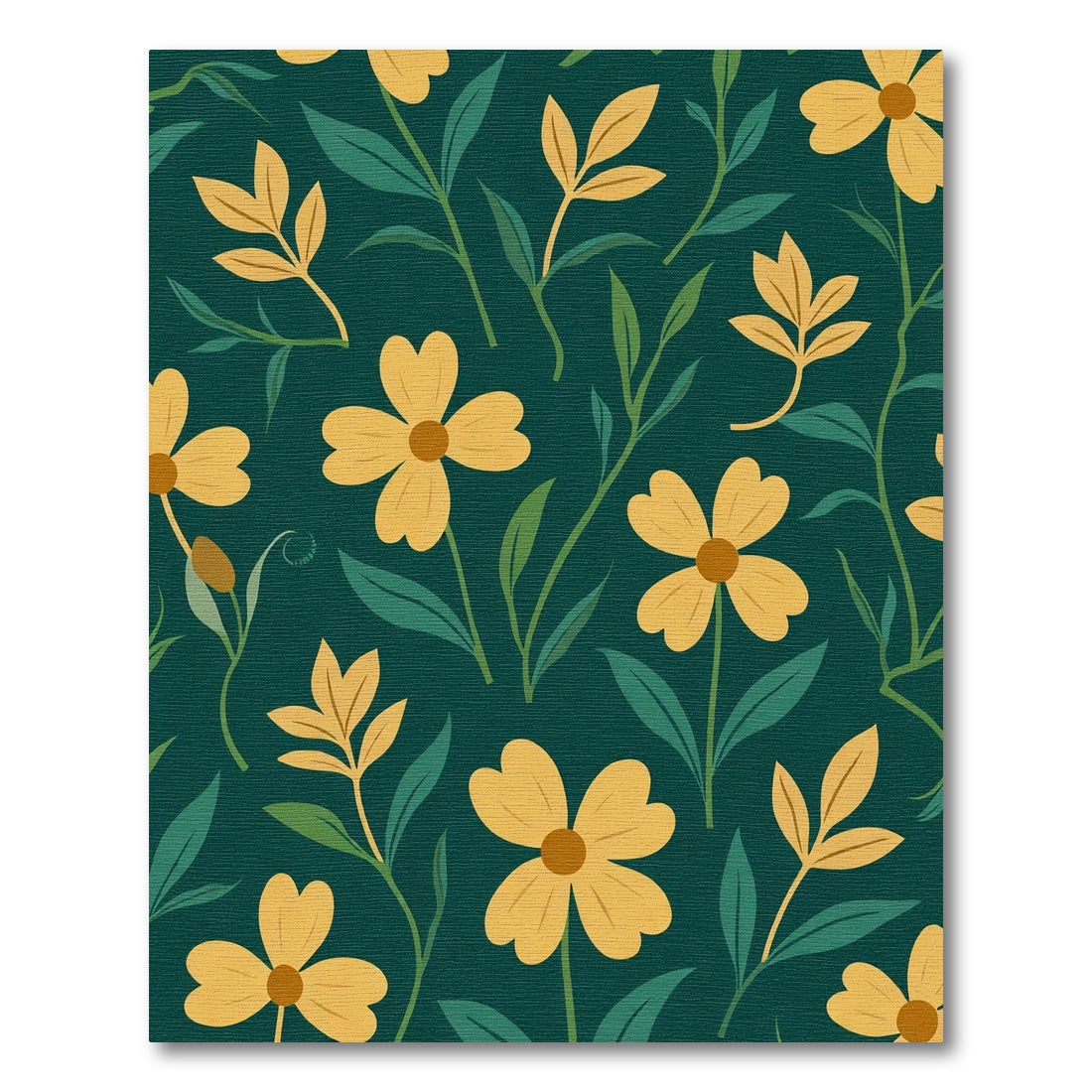 Golden Flowers Green Foliage Rug