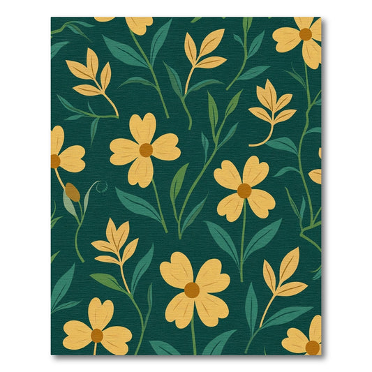 Golden Flowers Green Foliage Rug