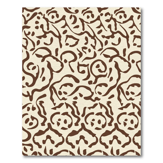 Cream Brown Organic Swirl Rug
