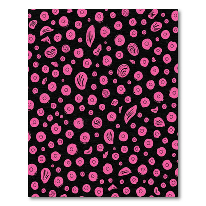 Vibrant Pink Circles Abstract Composition Rug
