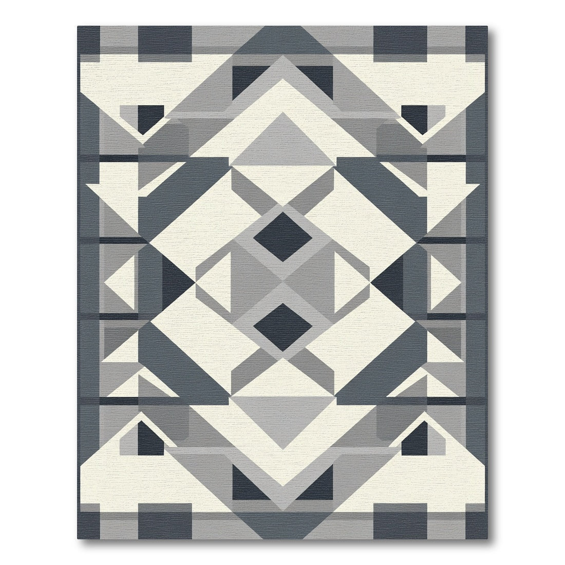 Geometric Light Cream Dark Gray Diamonds Rug