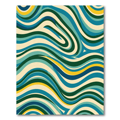 Retro Turquoise Yellow Wave Rug