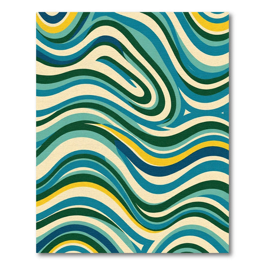 Retro Turquoise Yellow Wave Rug
